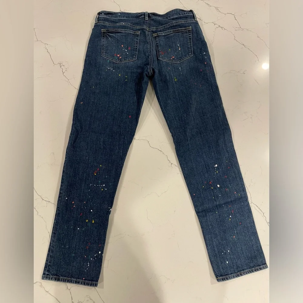 💕 LOFT Boyfriend denim custom paint splotched jeans 27/4